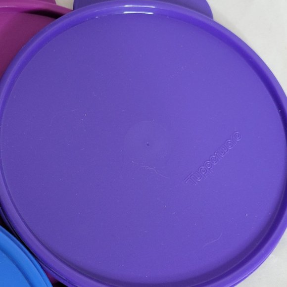 Tupperware Lid Lot 2541 With Tab Set of 5 Assorted Colors Cereal Bowl Lids - Picture 4 of 8